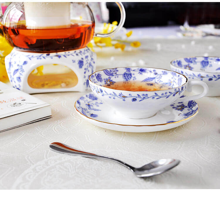 blue chinaware design cup and saucer set