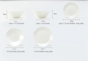 size information of bone china dinnerware