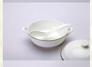 white fine bone china soup bowl