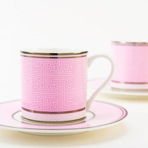 pink fine bone china cup and saucer