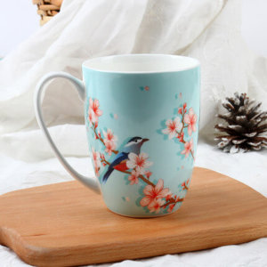 exquisite bone china mug with flower decoration