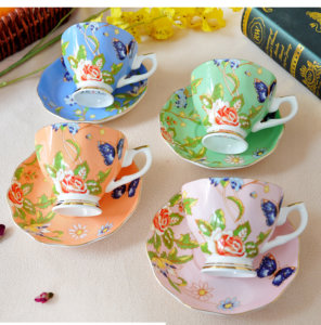 set of 4 fine bone china cup and saucer