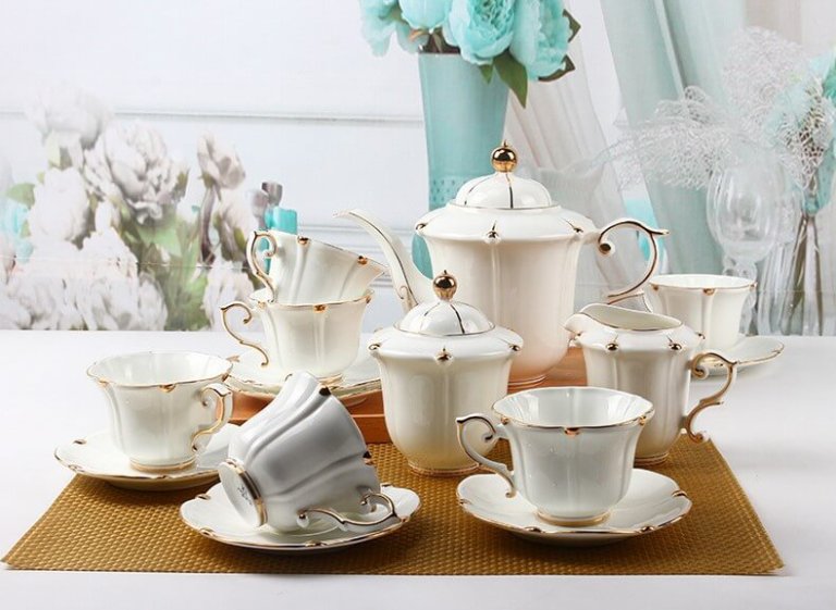 15 Pieces Bone China Tea Sets England Afternoon Tea Trimmed In Gold