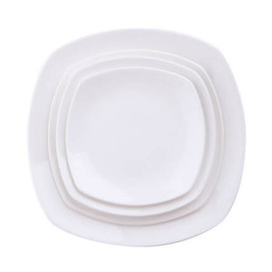 white bone china square dinner plates