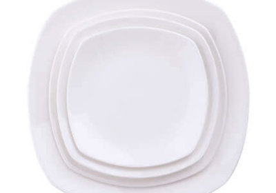 white bone china square dinner plates