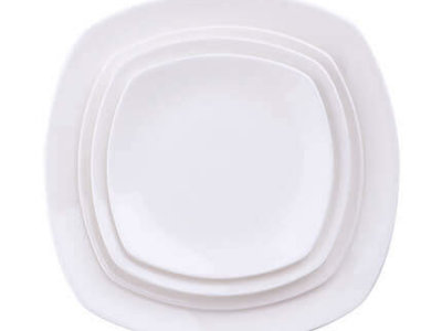 white bone china square dinner plates