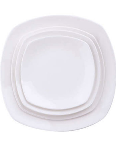 white bone china square dinner plates