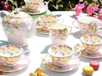 Royal Fine Bone China Tea Set Coffee Set 15 Pieces Floral Pattern
