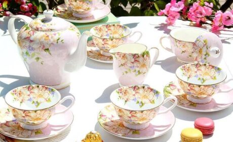 Royal Fine Bone China Tea Set Coffee Set 15 Pieces Floral Pattern