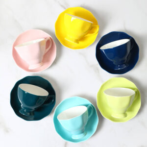 color glaze bone china ceramic tableware, cup and saucer